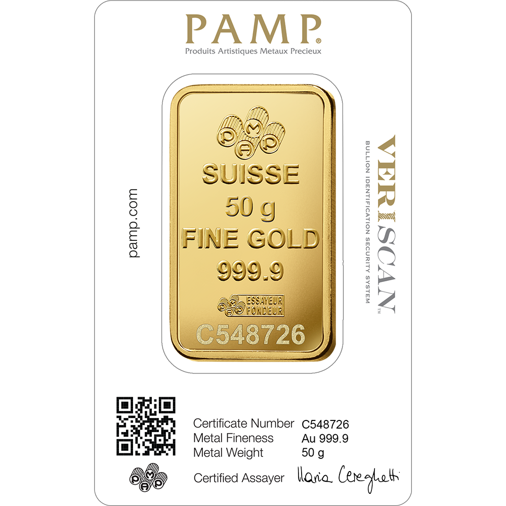 PAMP Lady Fortuna Suisse Gold Bar - 50g