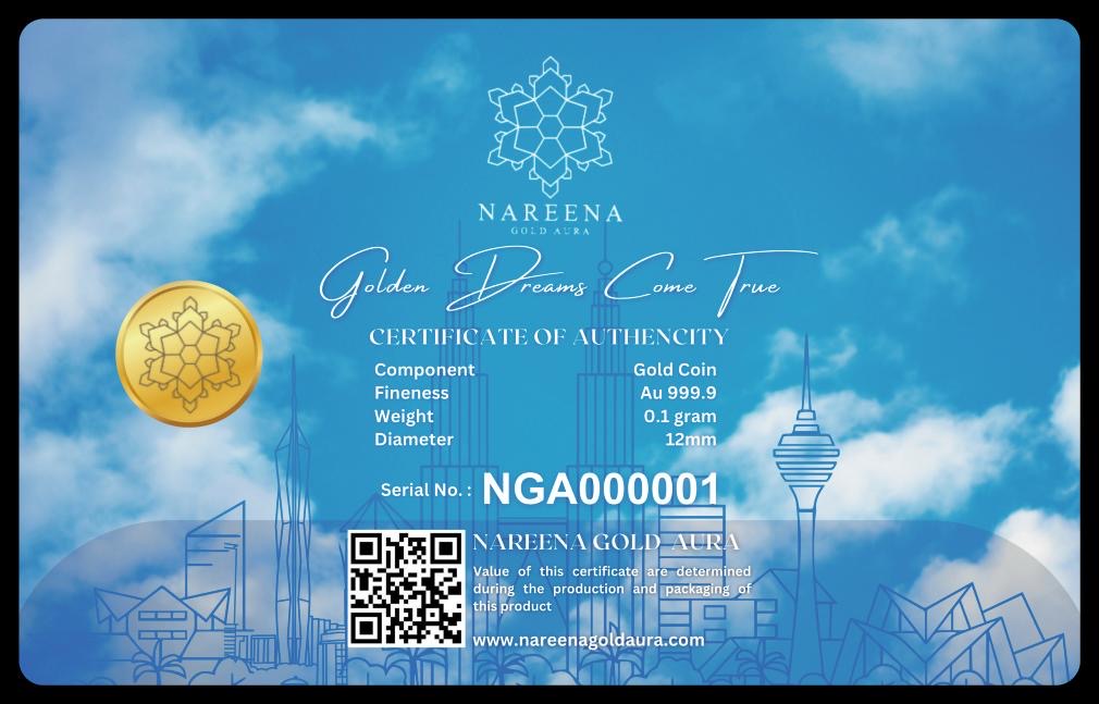 0.1gram 999.9 National Flag Collections Nareena Gold Aura Gold Bar Cards ( 3rd Edition )