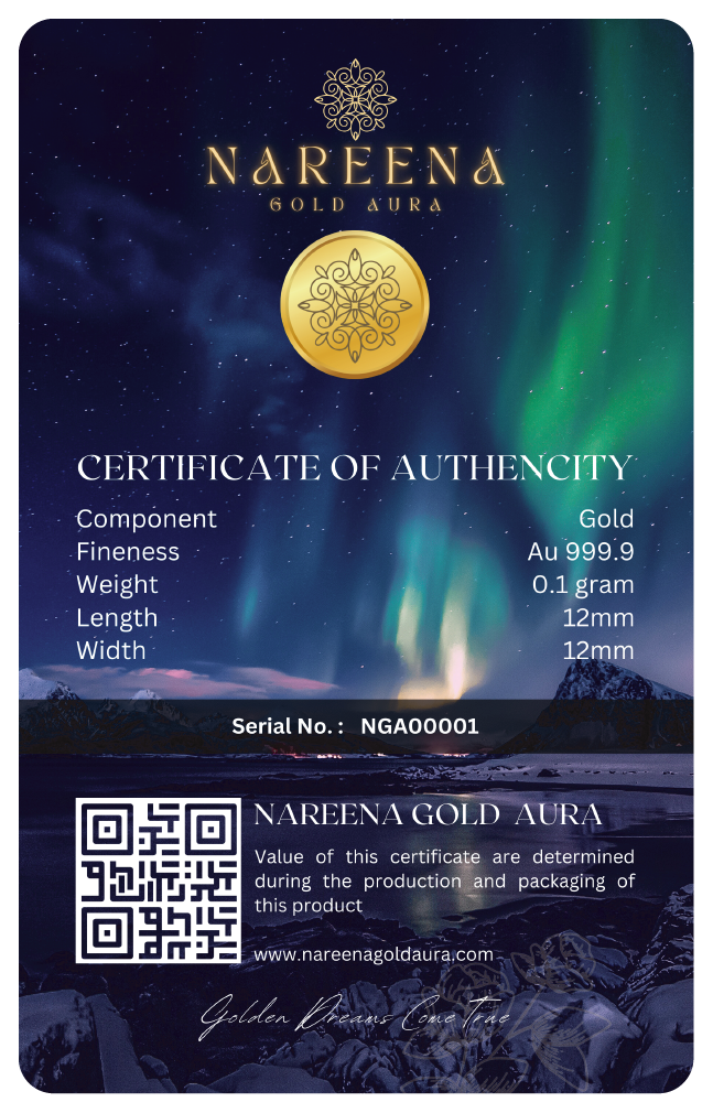 0.1gram 999.9 Aurora Collections Nareena Gold Aura Gold Bar Cards( 1st Edition )