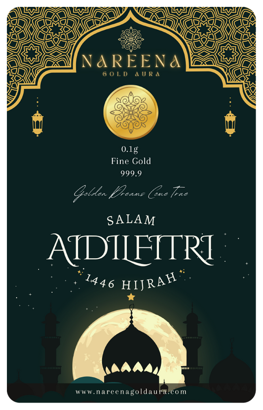0.1gram 999.9 Hari Raya Collections Nareena Gold Aura Gold Bar cards